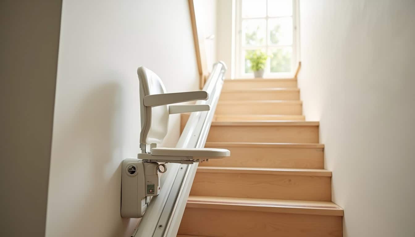 Siège monte-escalier droit installé dans une maison à La Motte-Servolex