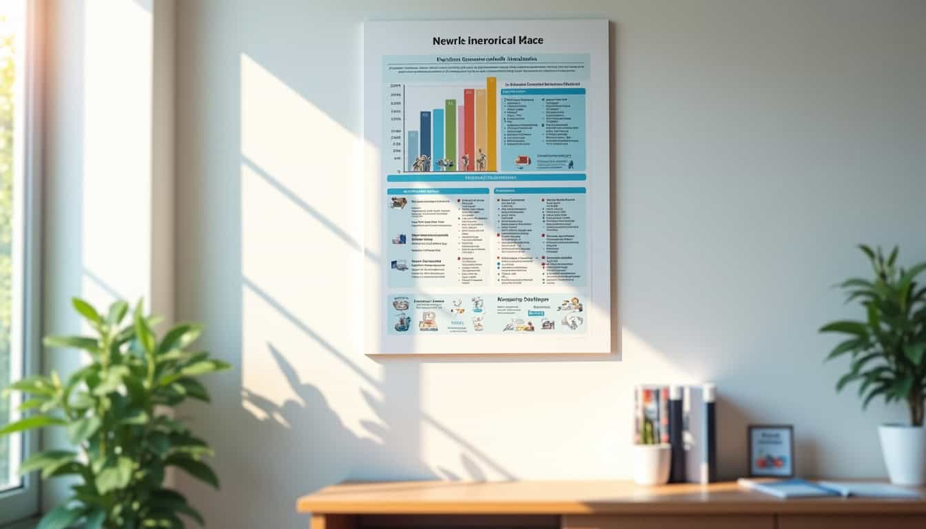 Tableau explicatif des différentes aides financières pour l’installation d’un monte-escalier, affiché dans un bureau à Wolfgantzen
