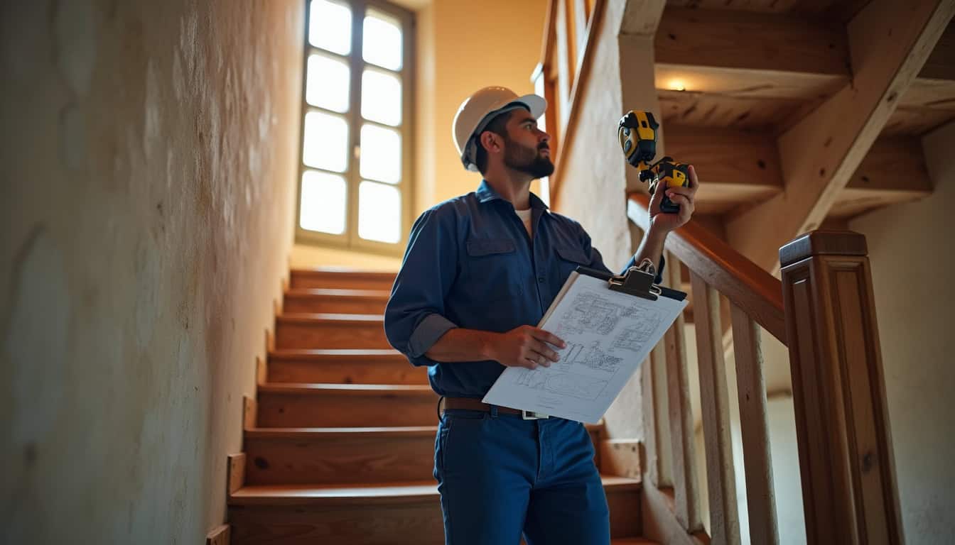 Technicien effectuant une étude technique sur place pour l