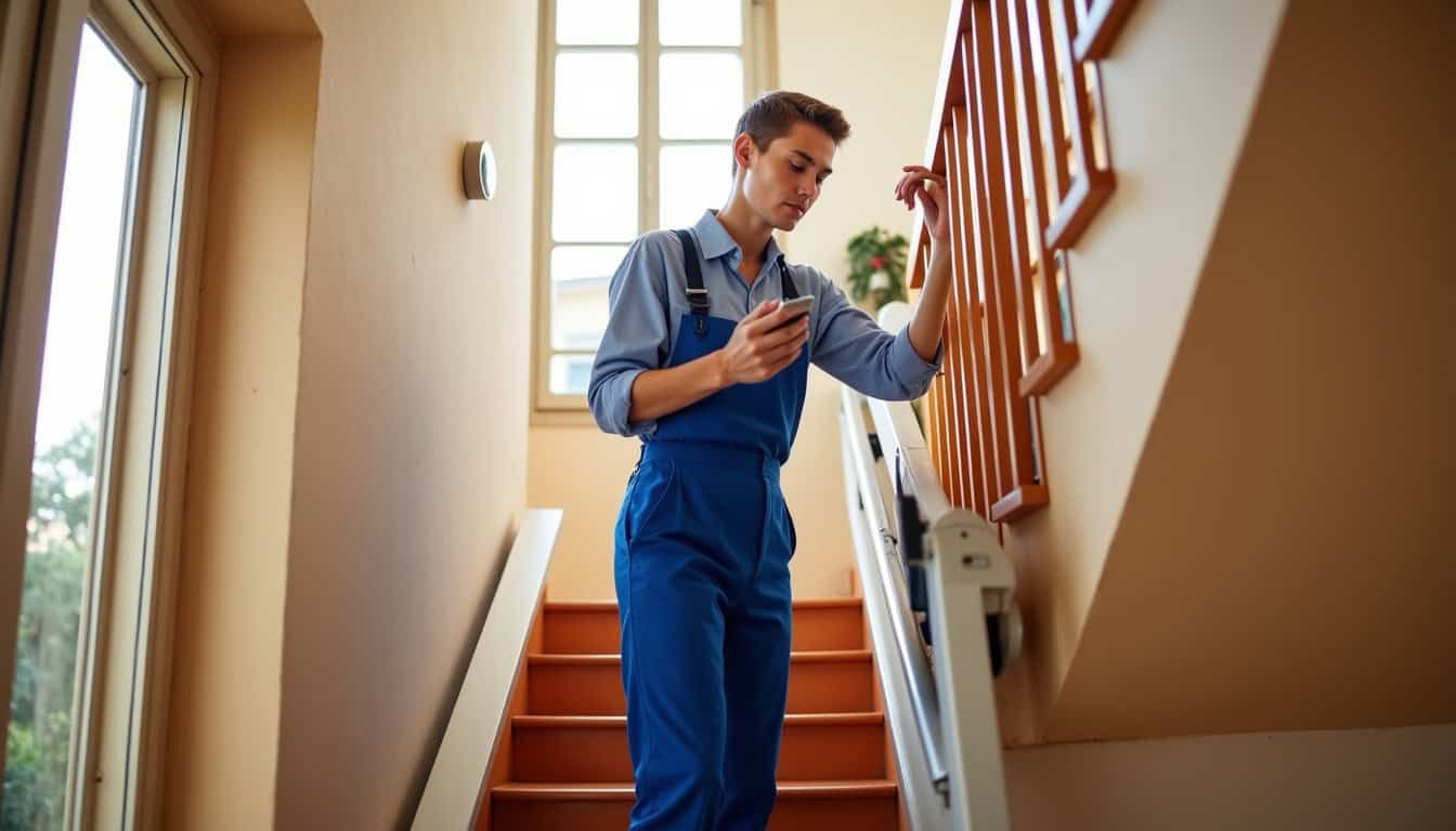 Technicien en train de faire un devis pour un monte-escalier à Arles