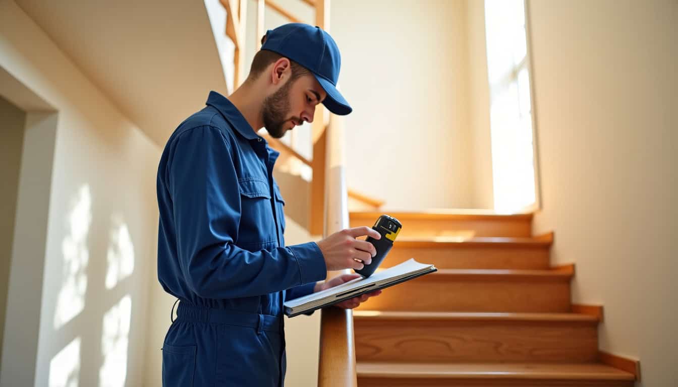 Technicien en train de mesurer un escalier à Chaville pour l
