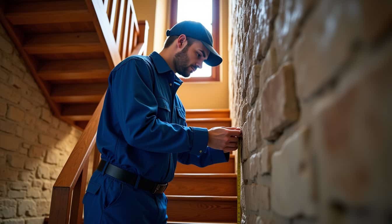 Technicien en train de mesurer un escalier à Gap pour une installation sur mesure