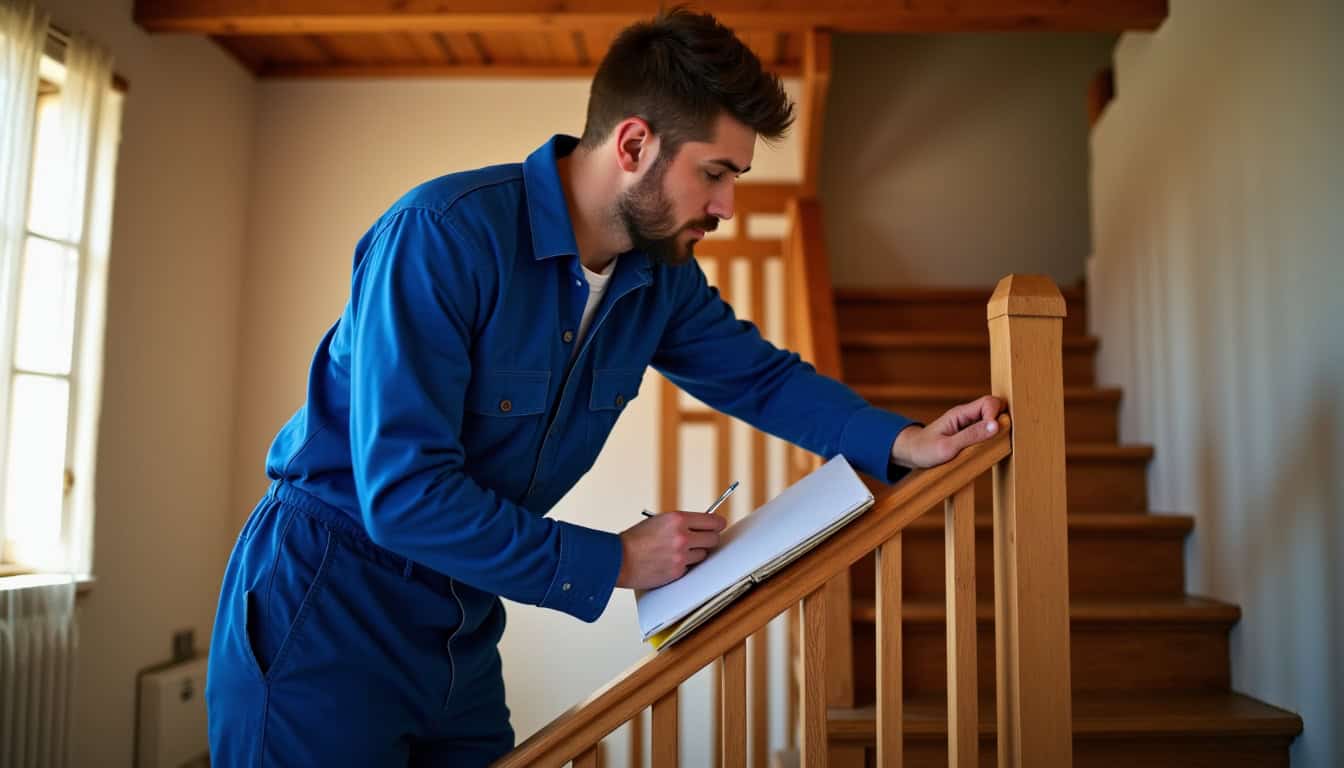 Technicien en train de mesurer un escalier à Saint-Romain-sur-Cher pour un devis personnalisé