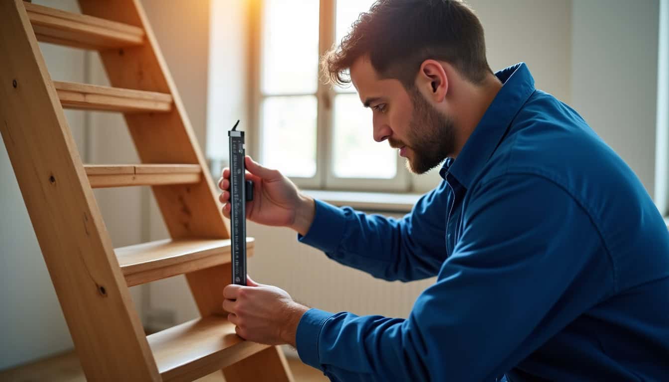 Technicien en train de mesurer un escalier pour l