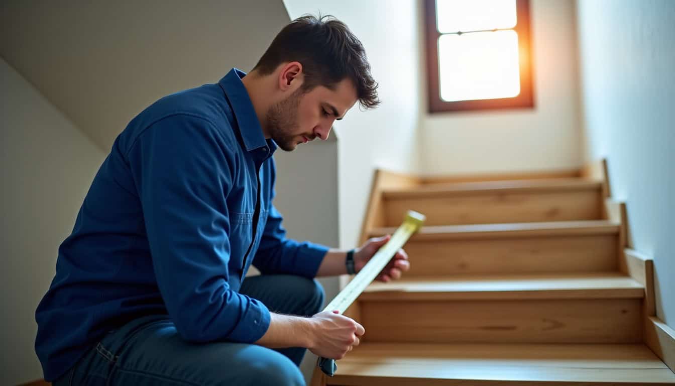 Technicien en train de mesurer un escalier pour l
