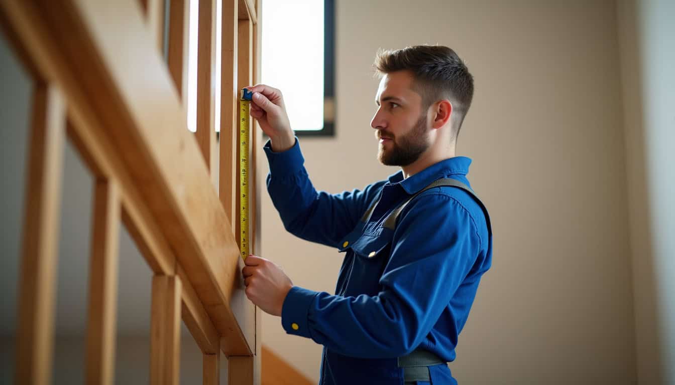 Technicien en train de mesurer un escalier pour l