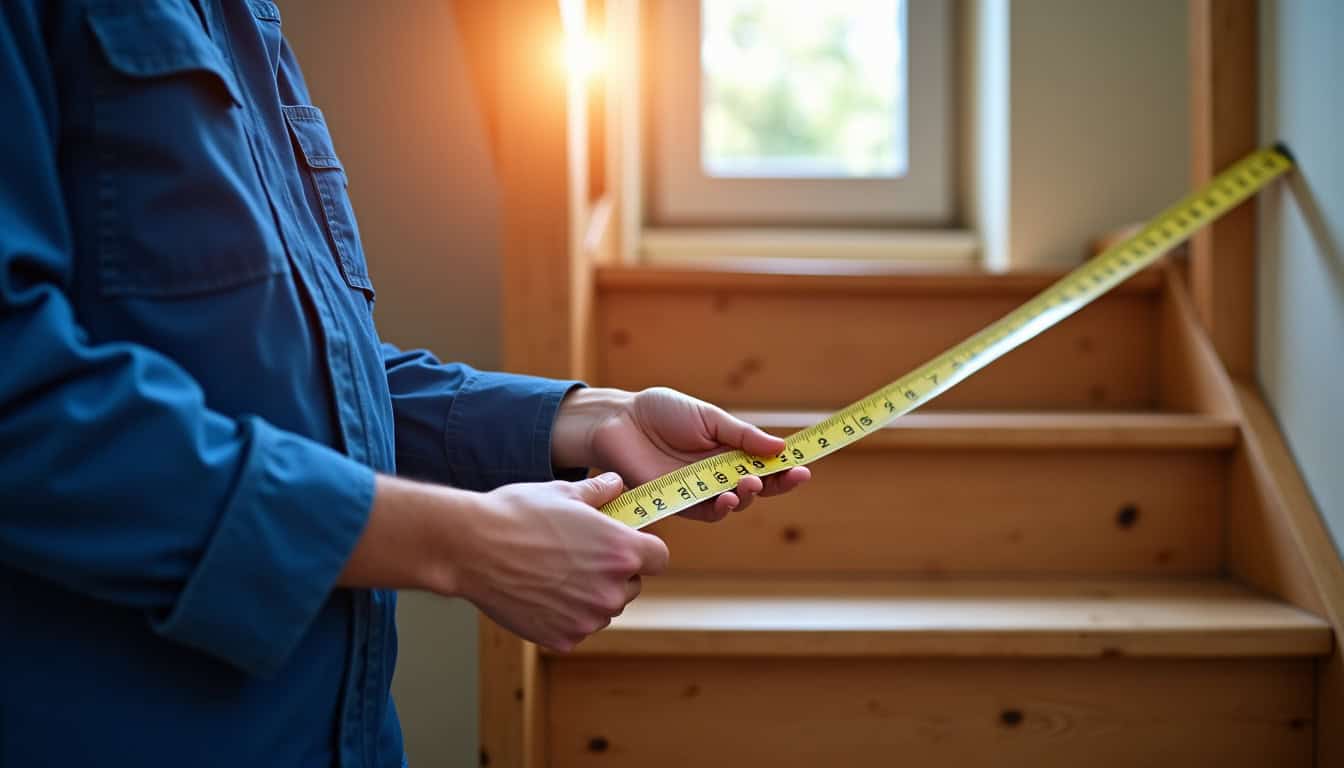Technicien en train de mesurer un escalier pour l