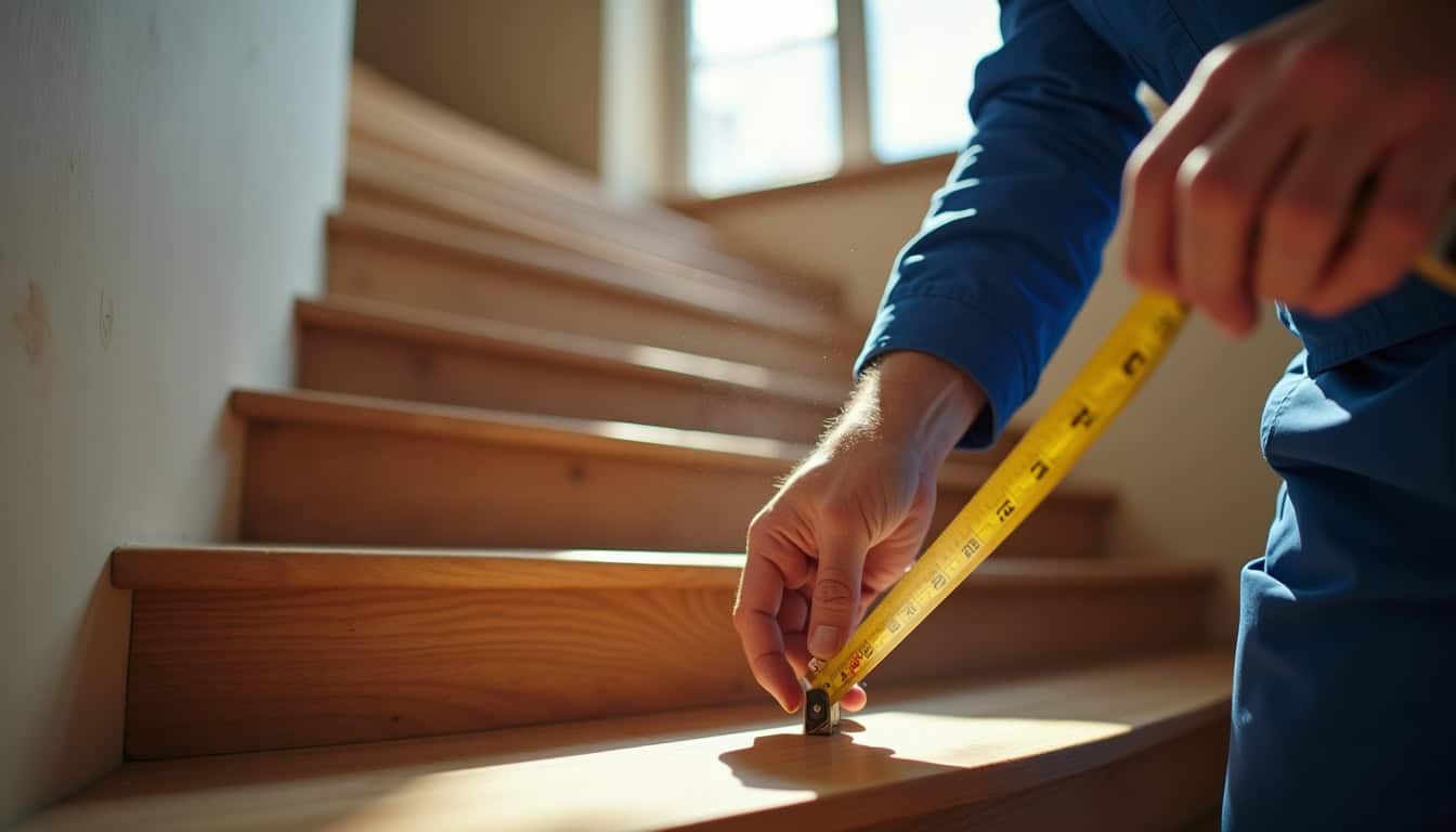 Technicien en train de mesurer un escalier pour l