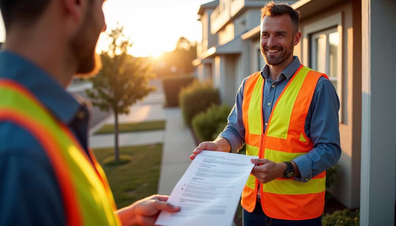 Technicien en train de présenter un devis à un client pour l