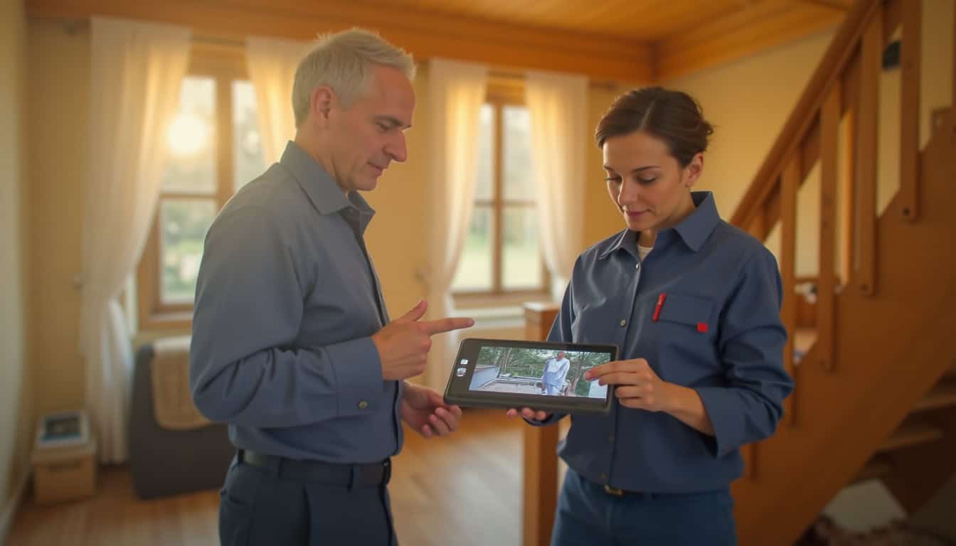 Technicien en train de présenter un devis à un particulier à Plomeur