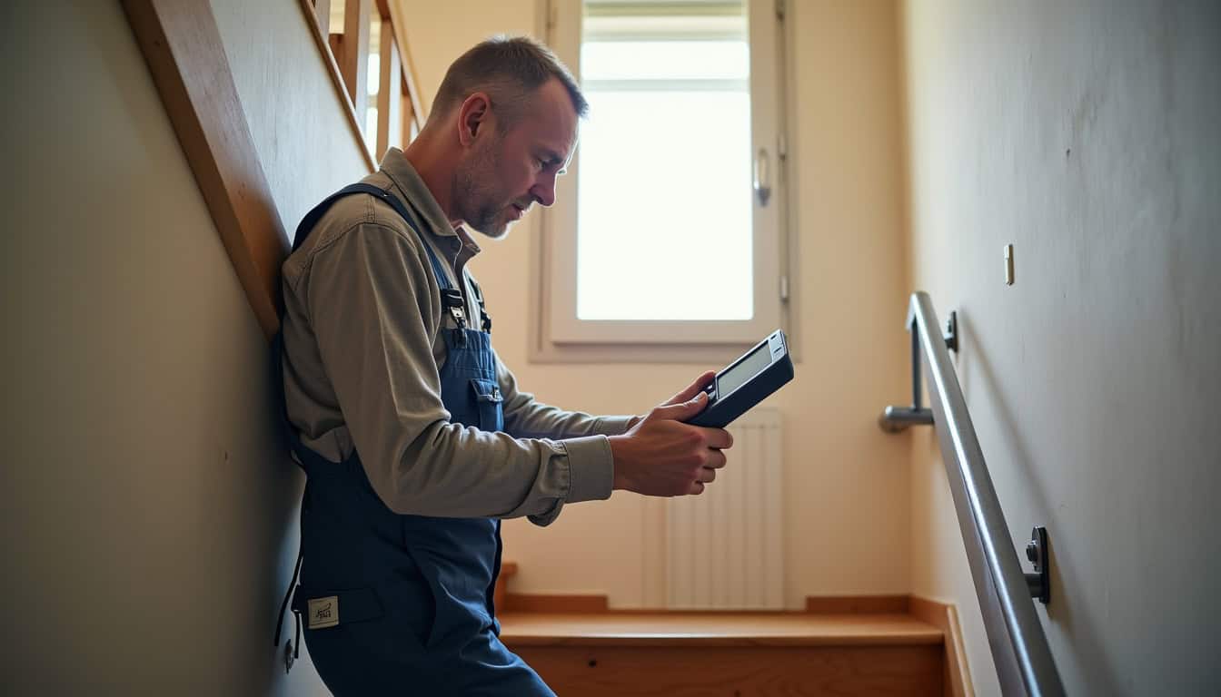 Technicien en train de vérifier le bon fonctionnement d