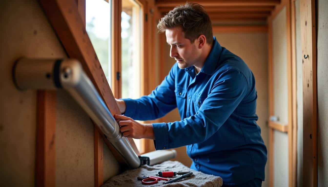 Technicien en train d’installer un monte-escalier à Mirande