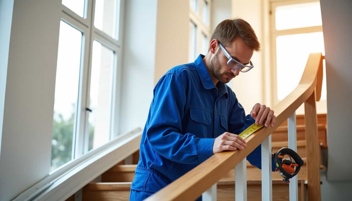 Technicien en train d’installer un monte-escalier dans les Yvelines