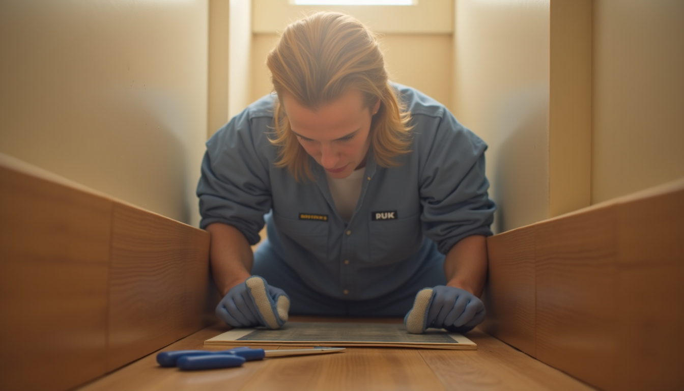 Technicien en train d’installer un monte-escalier dans une maison à Créteil