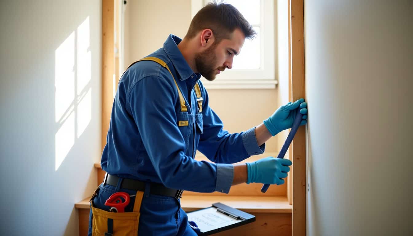 Technicien examinant un escalier pour une installation à Coursan