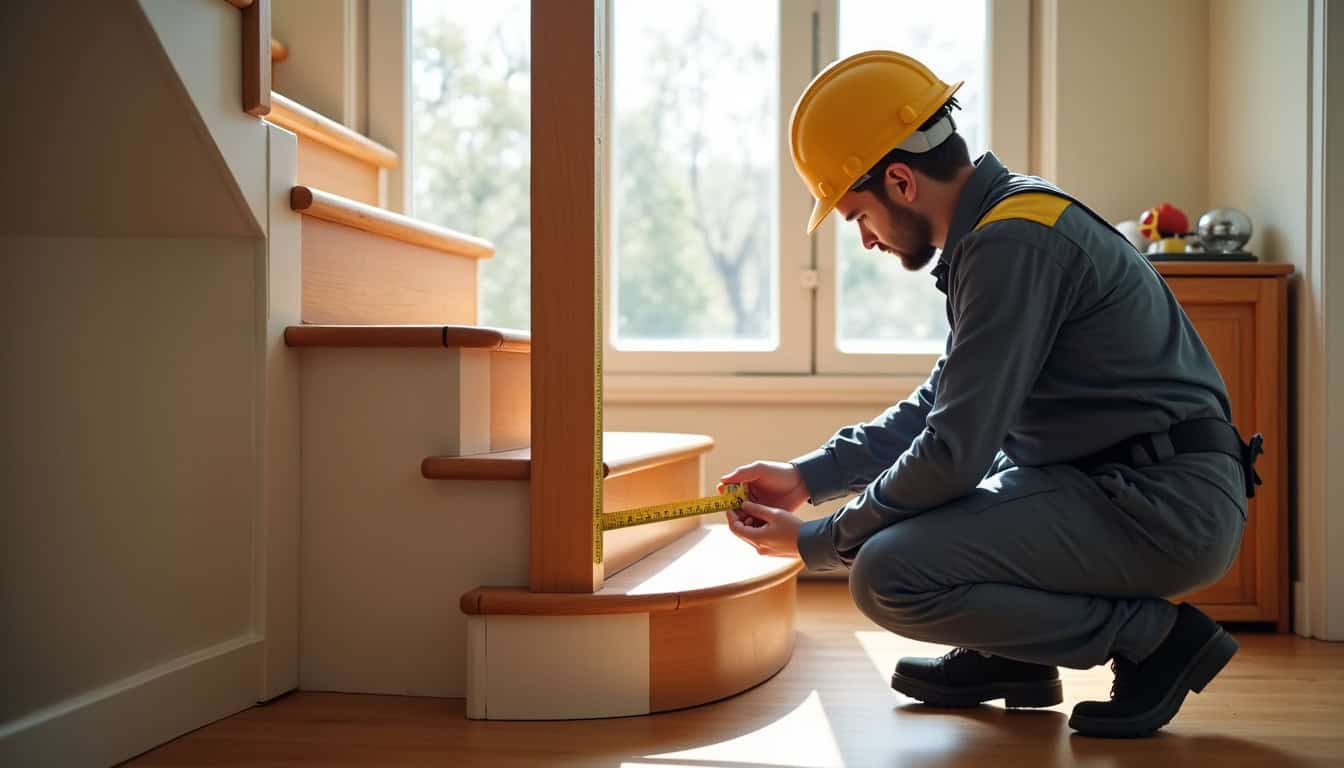 Technicien expert mesurant un escalier lors d