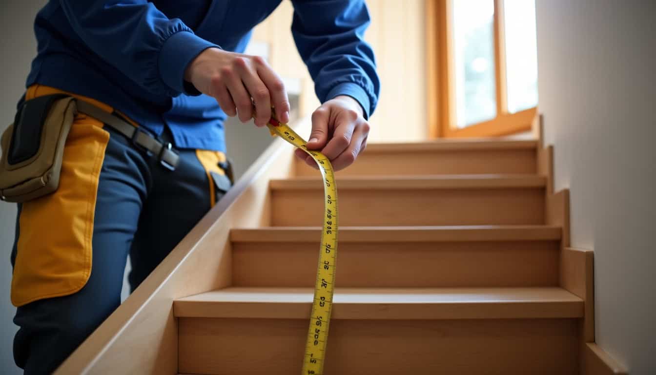 Technicien mesurant un escalier lors d