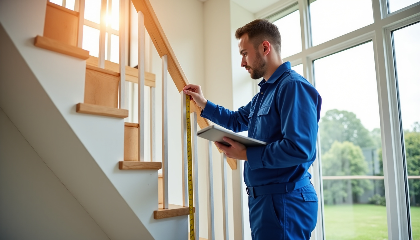 Technicien mesurant un escalier pour l
