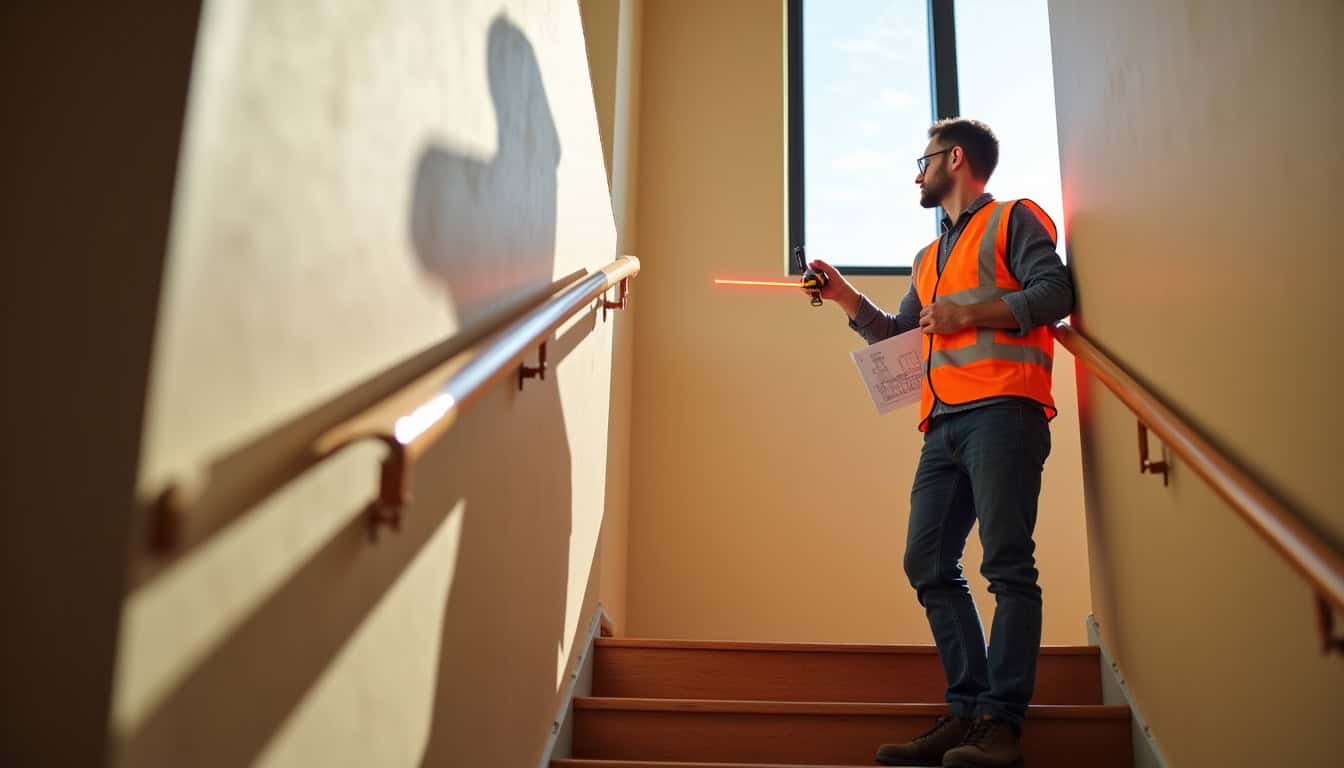Technicien prenant les mesures d