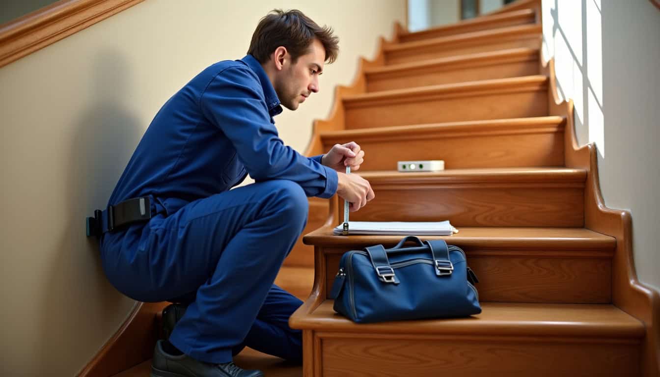 Technicien prenant les mesures d