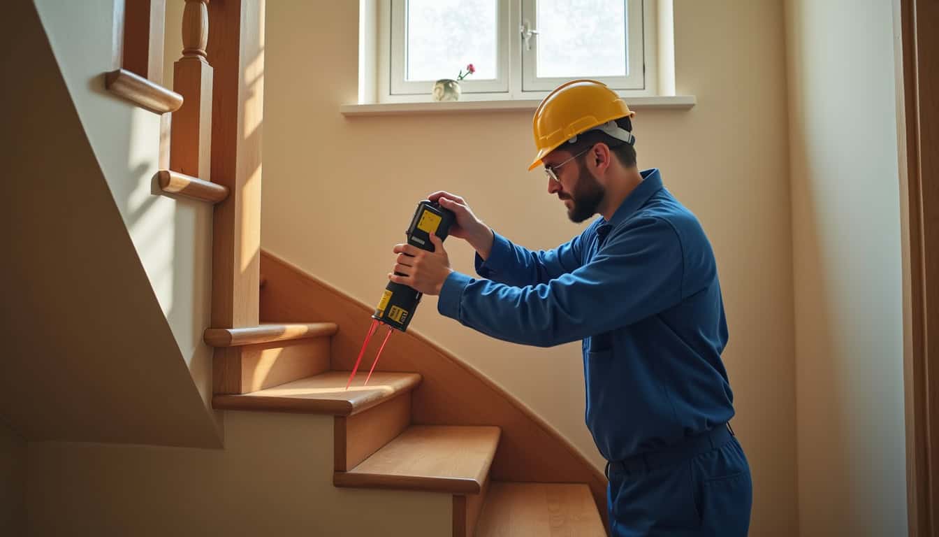 Technicien prenant les mesures d