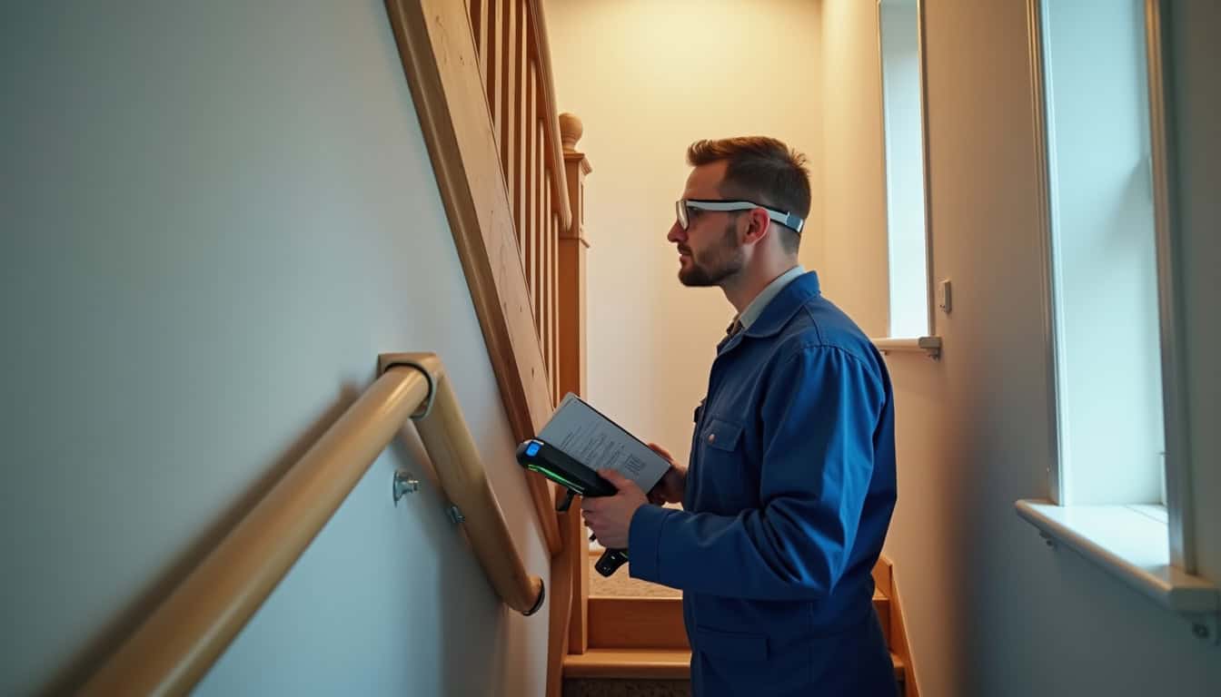 Technicien prenant les mesures d