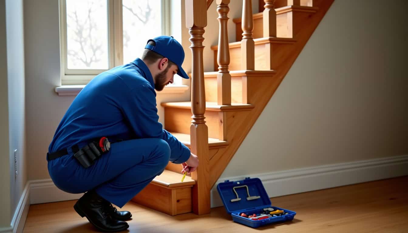 Un technicien effectue un diagnostic sur un escalier à Grignon