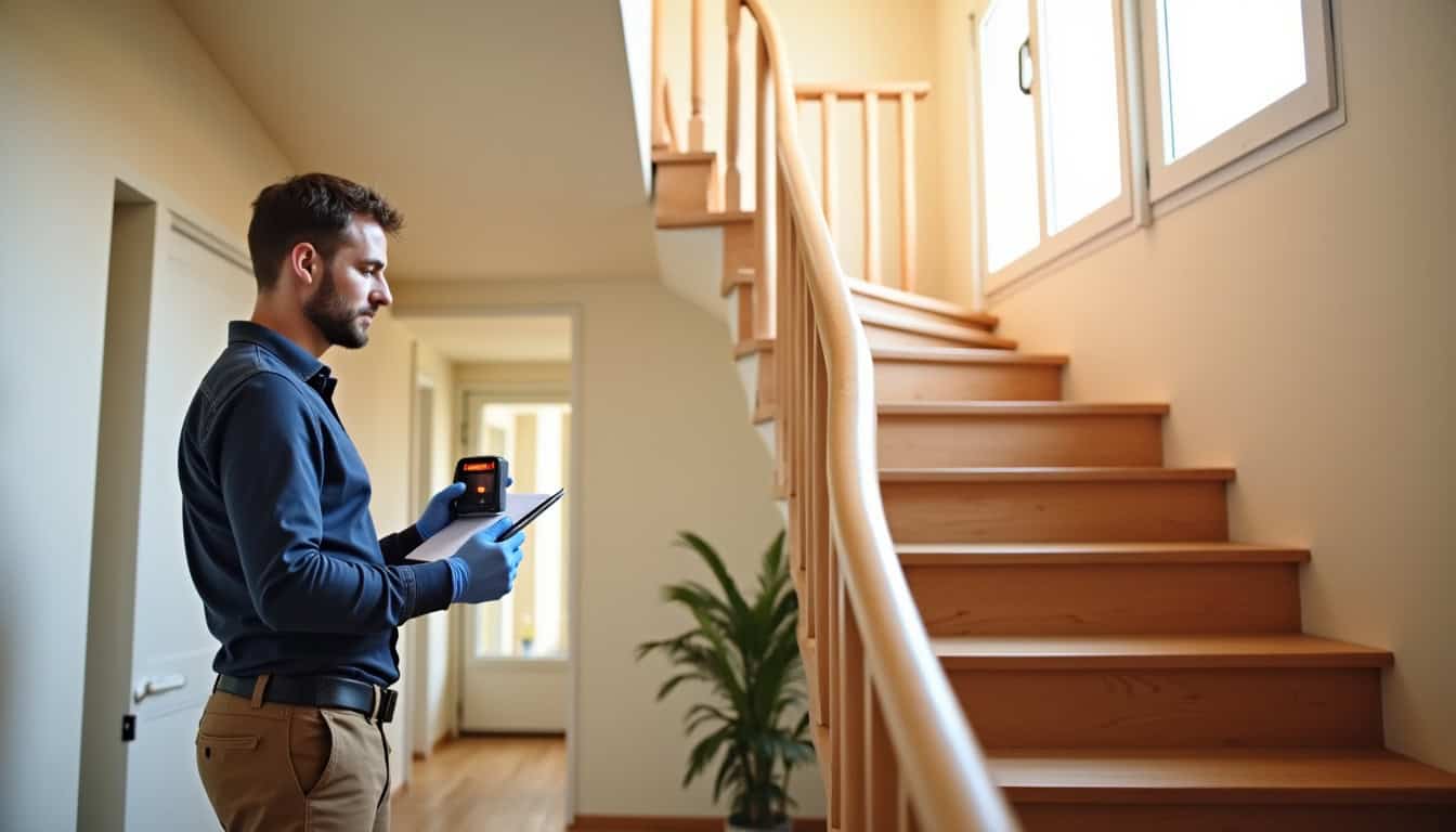 Un technicien en train de mesurer un escalier à Neuville-sur-Oise pour une installation personnalisée