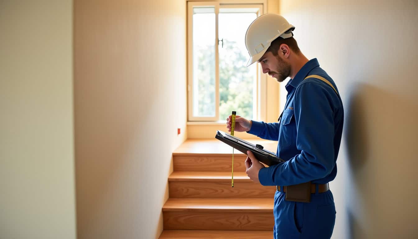Un technicien mesure un escalier à Sélestat pour un devis personnalisé