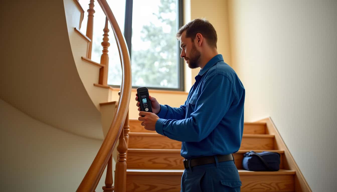 Un technicien prenant les mesures d