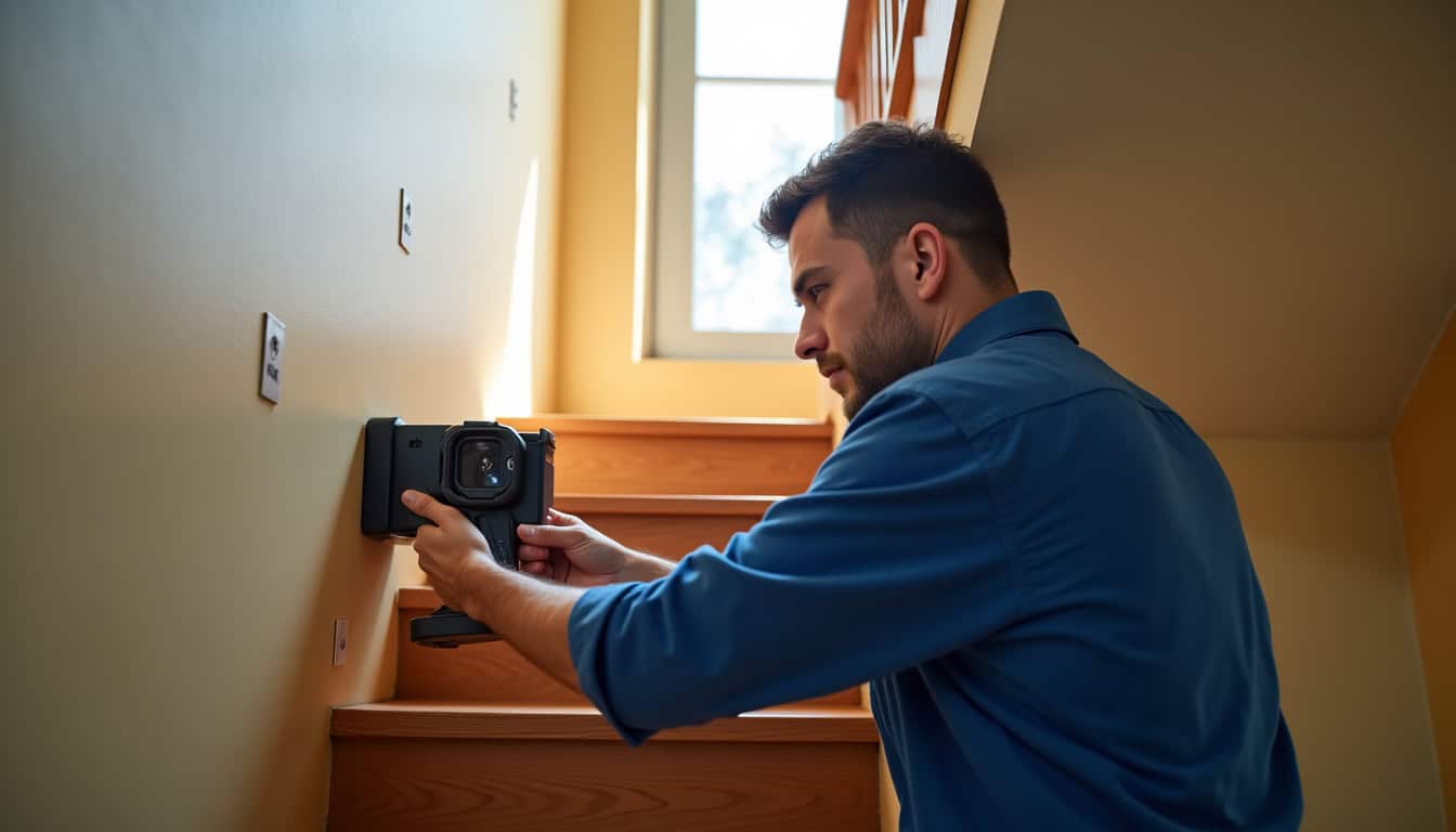 Un technicien prend des mesures lors d