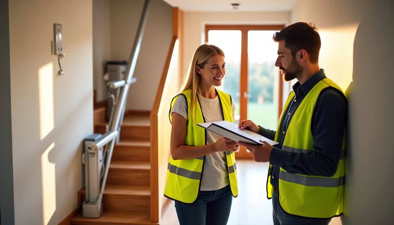 Un technicien présente un devis à un particulier lors d