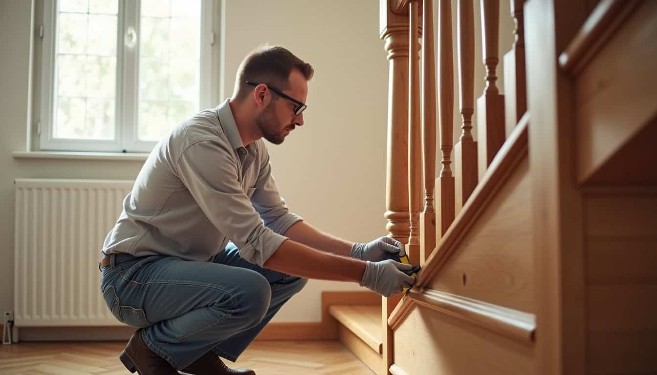 Un technicien qualifié en train de mesurer un escalier à Carcans pour une installation sur mesure d