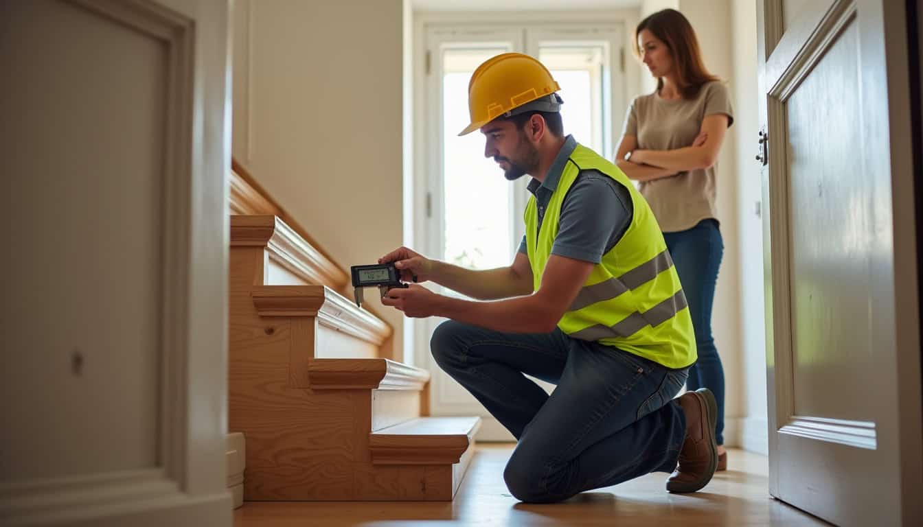 Visite technique d’un technicien lors de l’étude d’un projet de monte-escalier à Tilloy-lès-Mofflaines