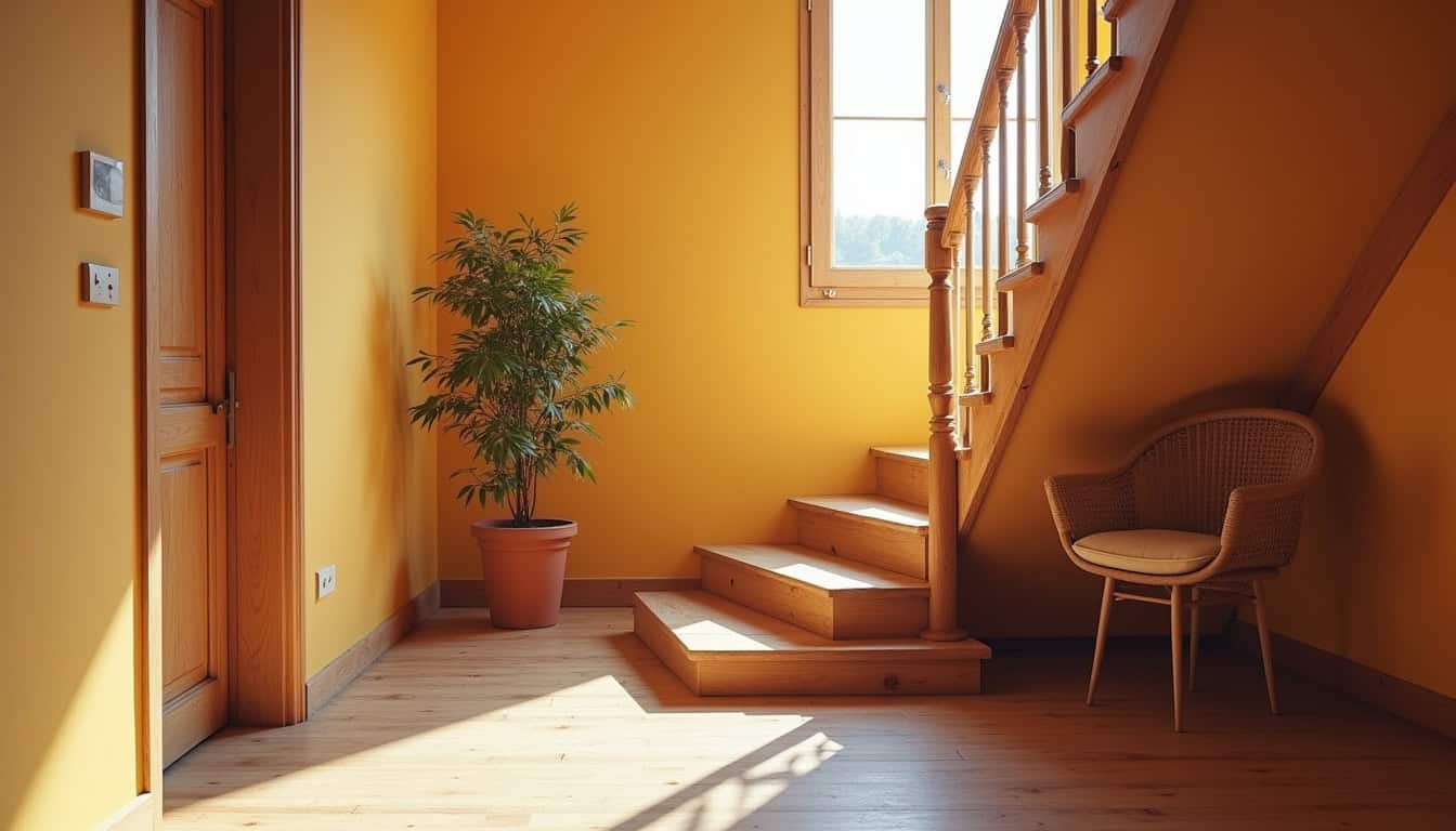 Comparaison avant et après installation d'un monte-escalier tournant dans une maison