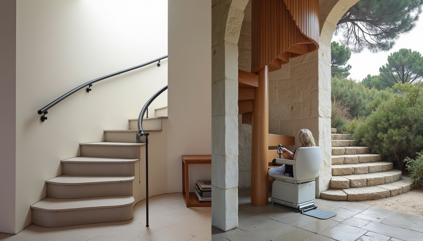 Comparaison des différents types de monte-escaliers installés à Perros-Guirec: droit, tournant, extérieur
