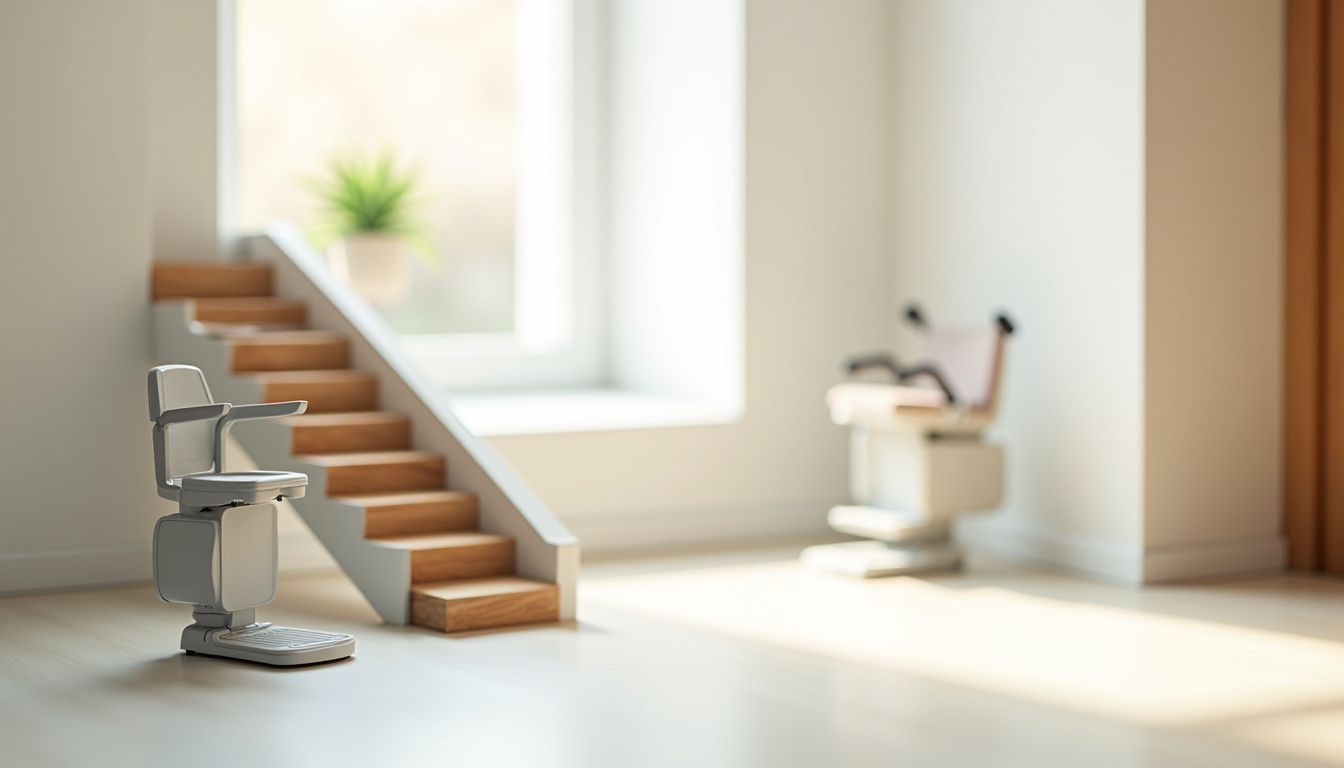 Comparaison entre un monte-escalier classique et une plateforme élévatrice PMR dans un intérieur