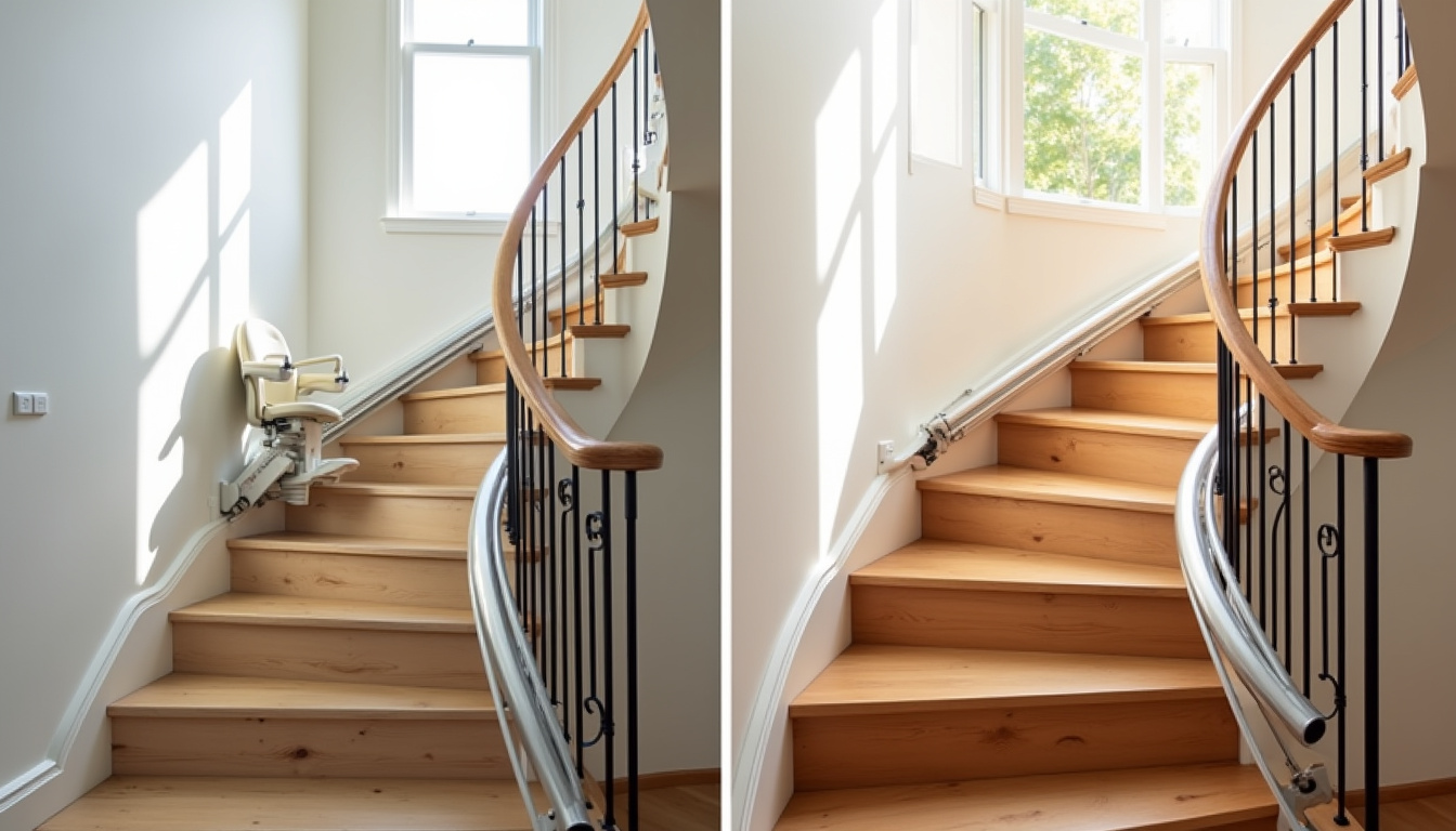 Comparaison entre un monte-escalier droit et un modèle tournant en situation réelle