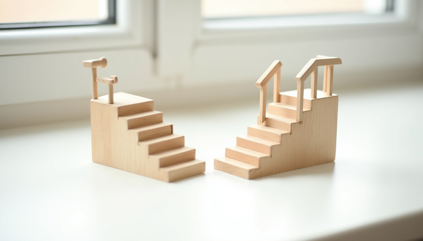 Comparaison entre un monte-escalier droit et un monte-escalier tournant dans un intérieur