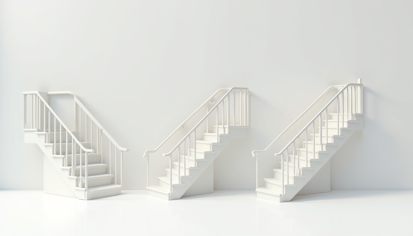 Comparaison visuelle des différents types de monte-escalier: droit, courbe et extérieur