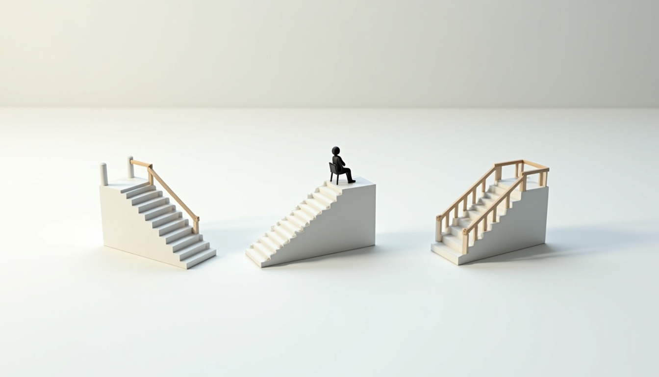 Comparaison visuelle des différents types de monte-escaliers: droit, tournant et extérieur