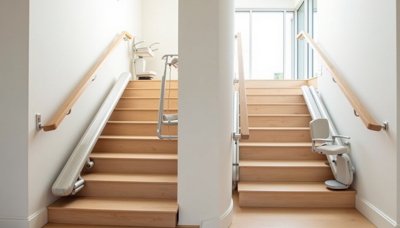 Comparaison visuelle des différents types de monte-escaliers installés à Condé-sur-l