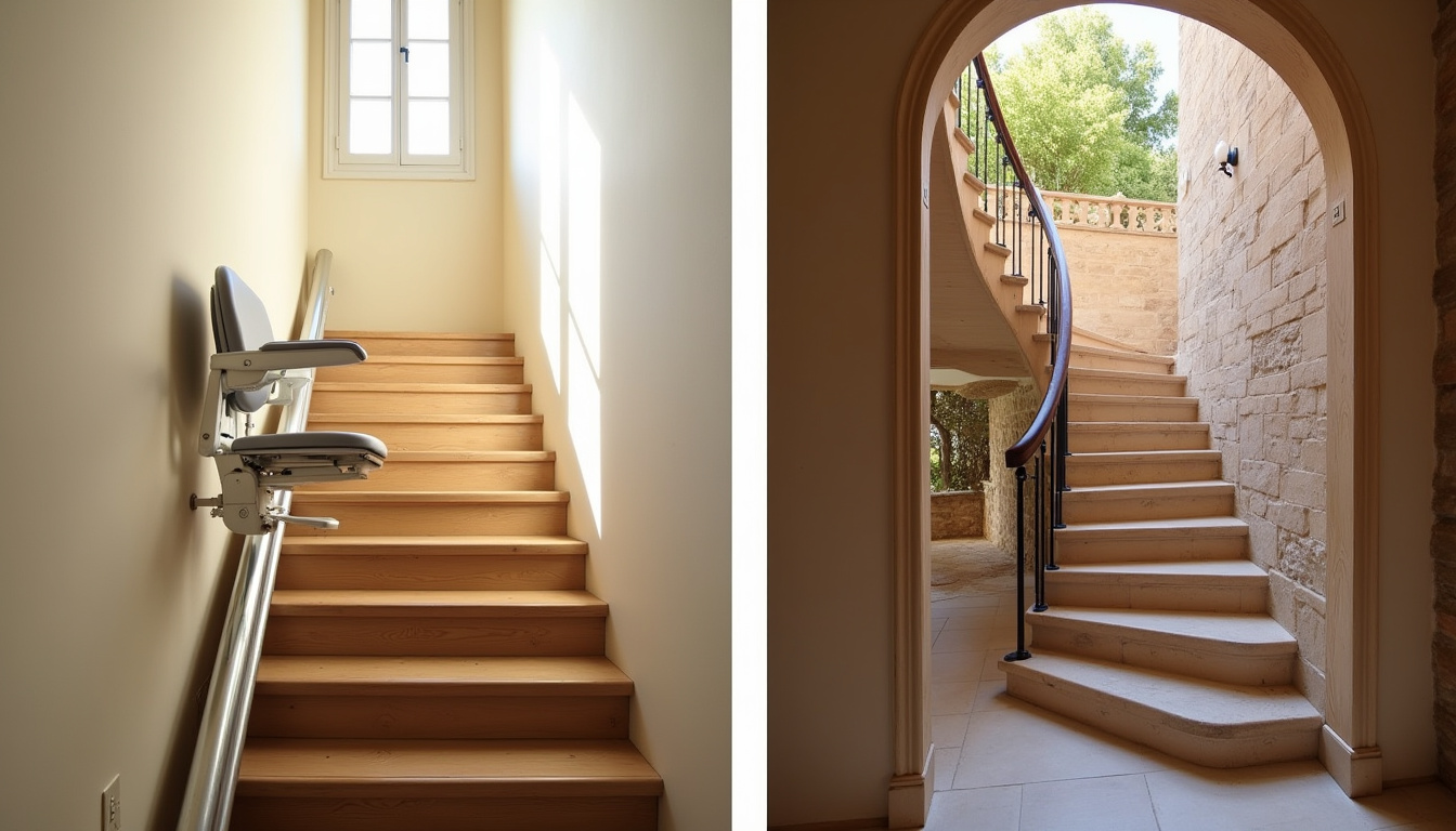 Comparaison visuelle des différents types de monte-escaliers installés à Les Adrets-de-l
