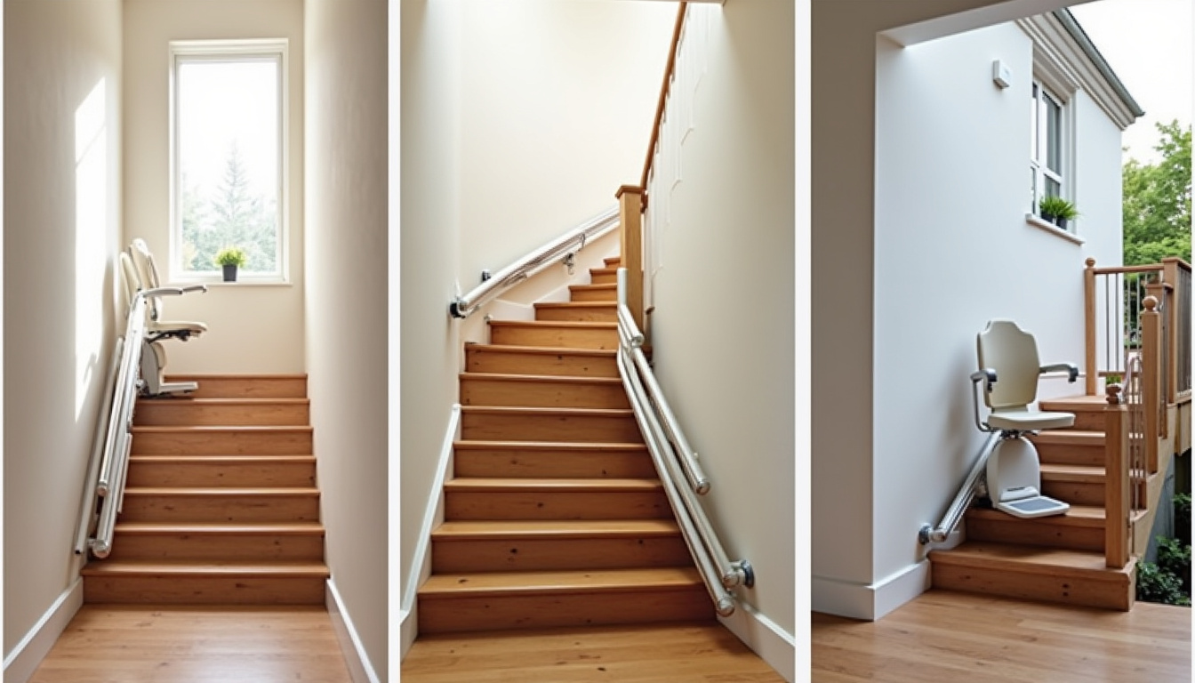 Comparaison visuelle des différents types de monte-escaliers installés dans une maison à Saint-André-Goule-d