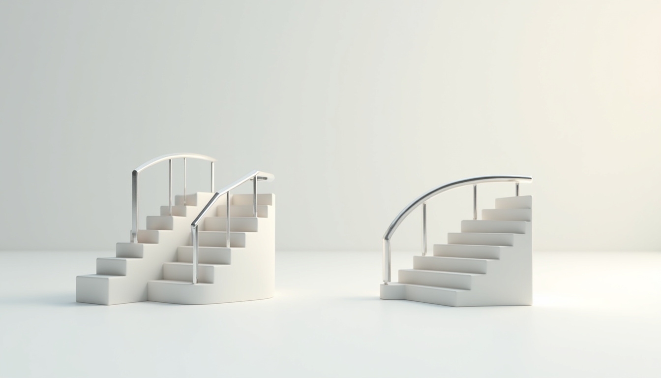 Comparaison visuelle entre un monte-escalier droit et un modèle courbe adapté aux escaliers tournants