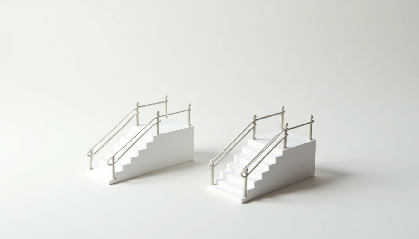 Comparaison visuelle entre un monte-escalier droit et un monte-escalier tournant, montrant les différences de configuration selon le type d