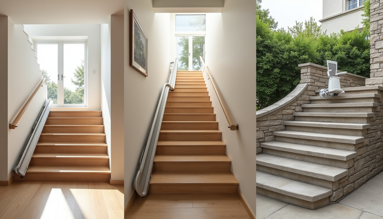 Comparatif des différents types de monte-escaliers: droit, tournant et extérieur