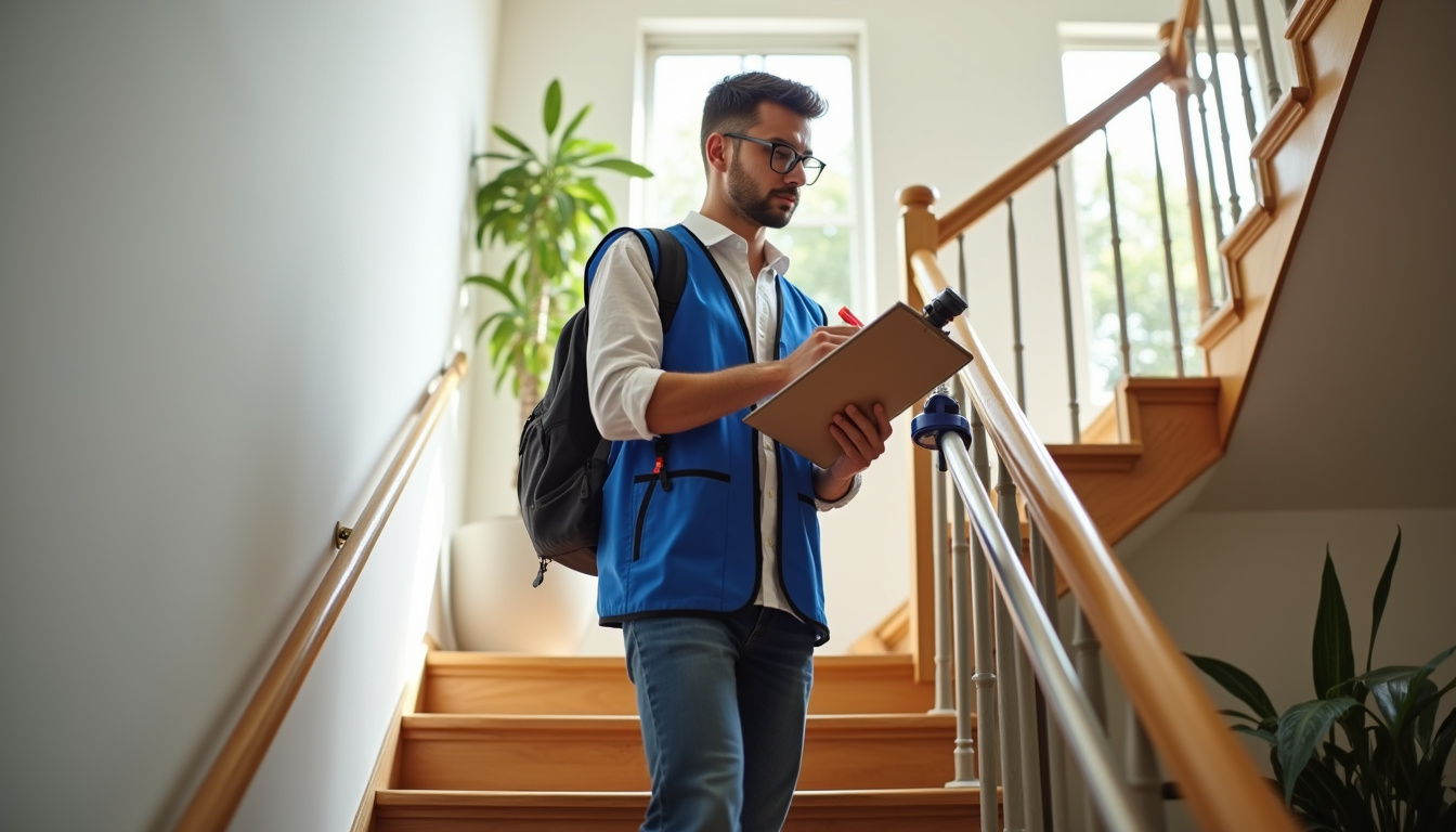 Conseiller en train de mesurer un escalier lors d