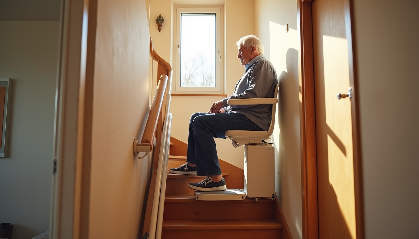 Différents modèles de monte-escaliers en situation réelle dans une maison de Montigné-le-Brillant