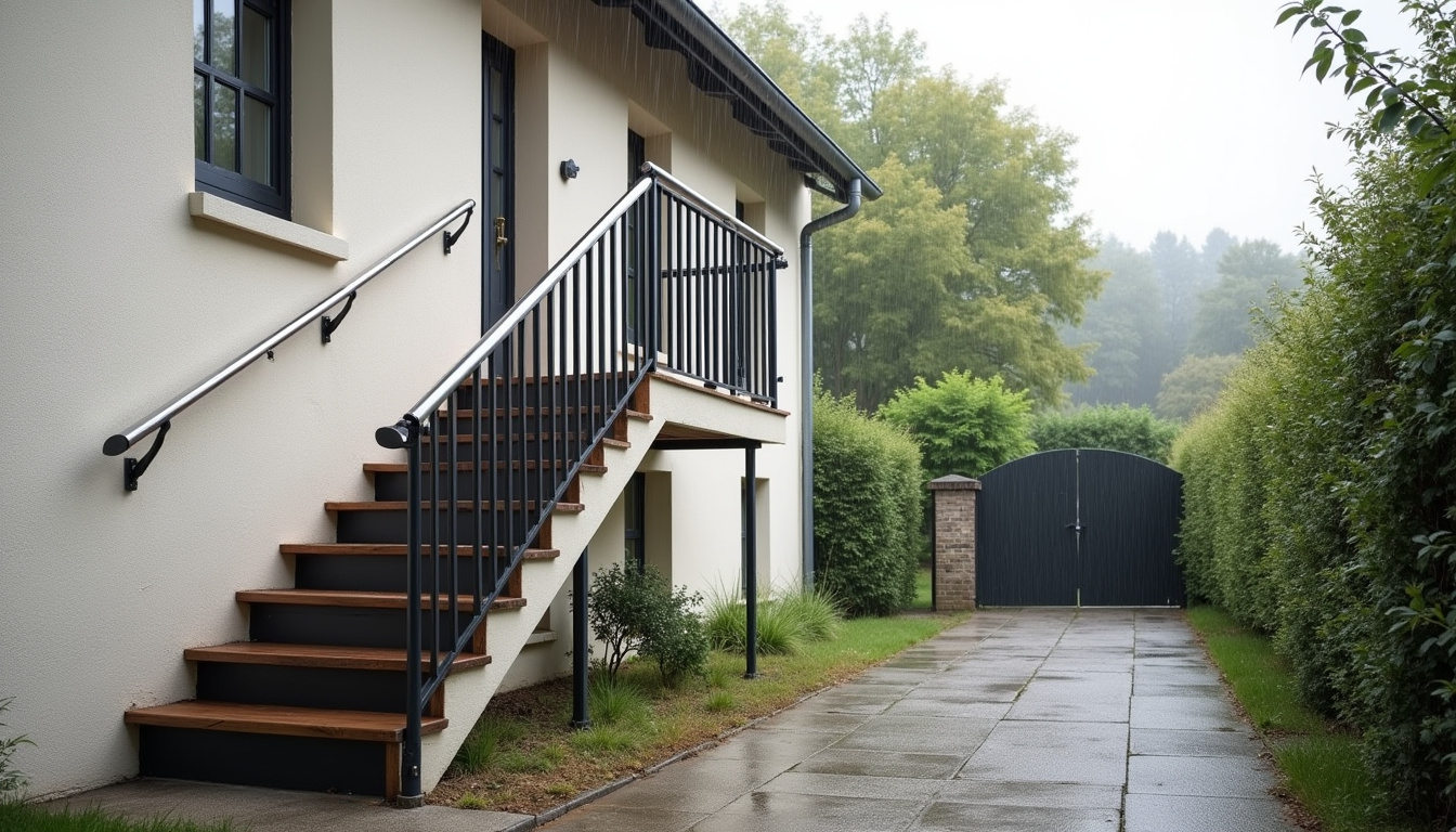 Différents modèles de monte-escaliers installés dans des maisons à Saint-Broladre: droit, tournant et extérieur